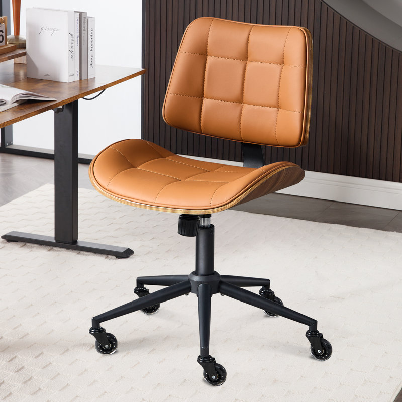Wurster Ergonomic Adjustable Height Armless Task Chair, Brown
