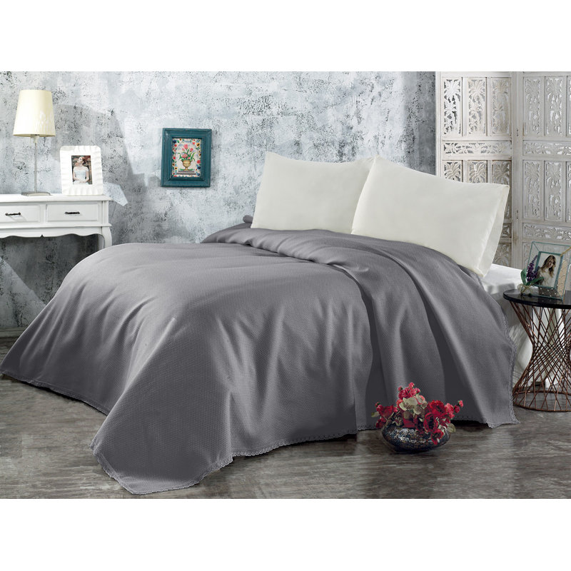 Cydnee Plain Weave / Muslin Throw Blanket, Grey