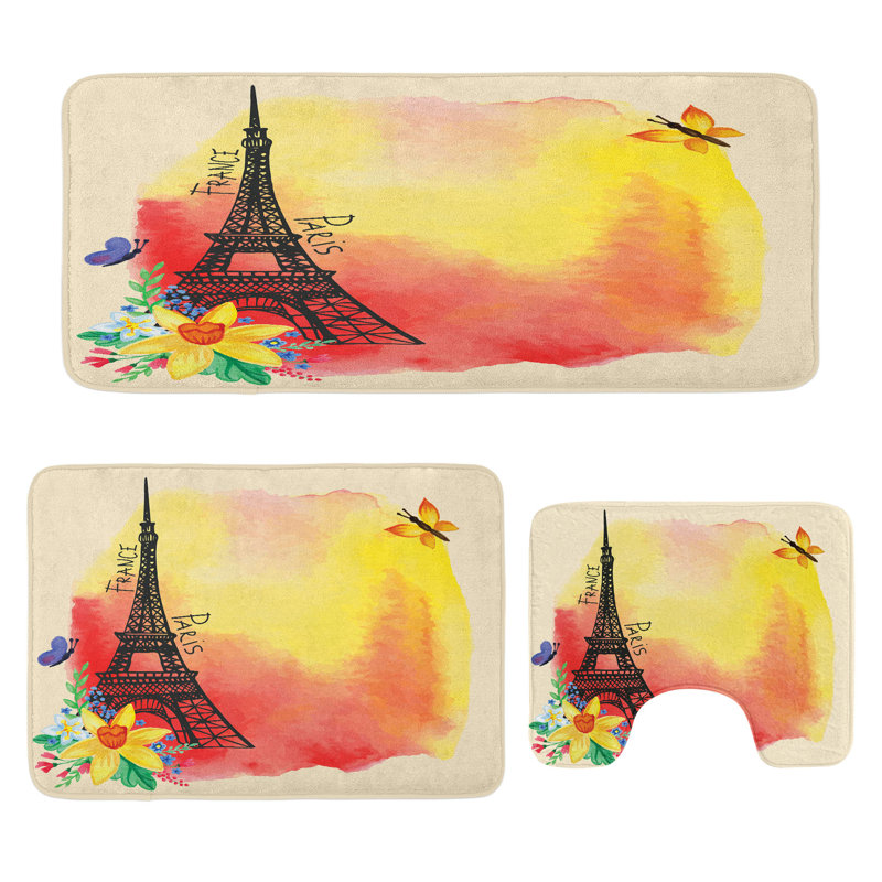  Multicolore Paris, ensemble de 3 tapis de salle de bain U