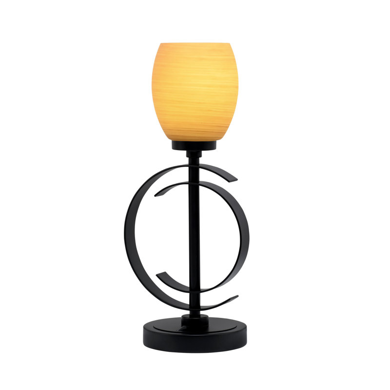 Lampe de table en acier inoxydable Jarelin, Noir mat, Orange