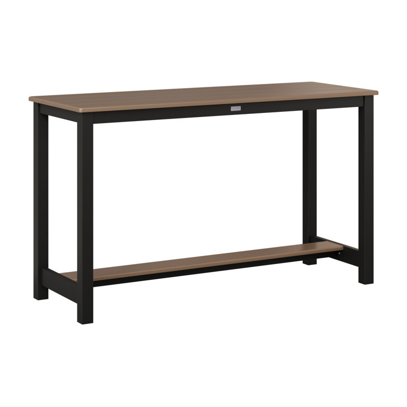 Balcony Outdoor Bar Table, Hammered Top Bronze, Matte Black, 35.5" H x 60" W x 22" D