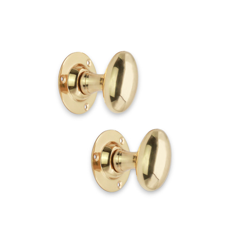 Oval Mortice Door Knob, Polished Brass