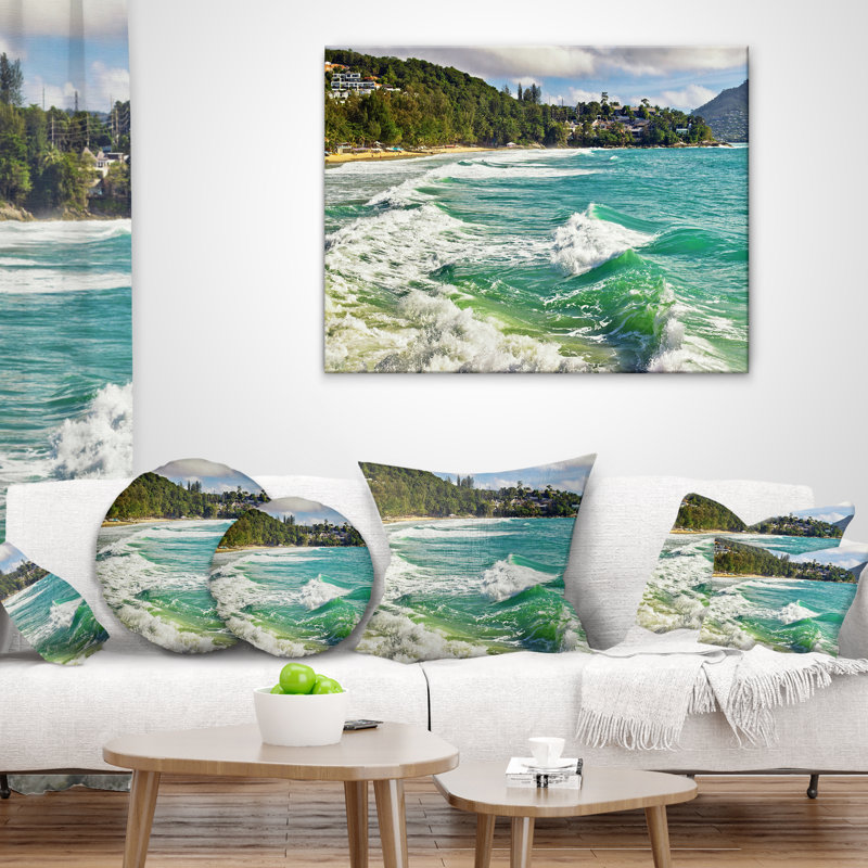 Oreiller de plage surdimensionné exotique, 16 po x 16 po, Carré