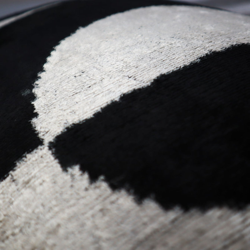 Velvet Lumbar Pillow Cover & Insert, Black/White Geometric 2