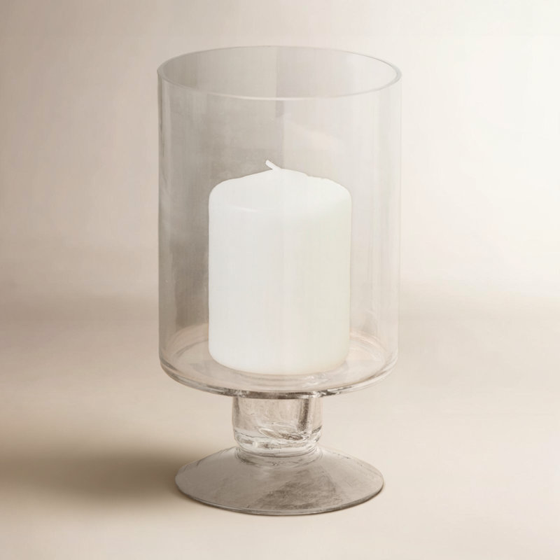 Perry Glass Tabletop Hurricane, 8.85" H x 4.9" W x 4.9" D