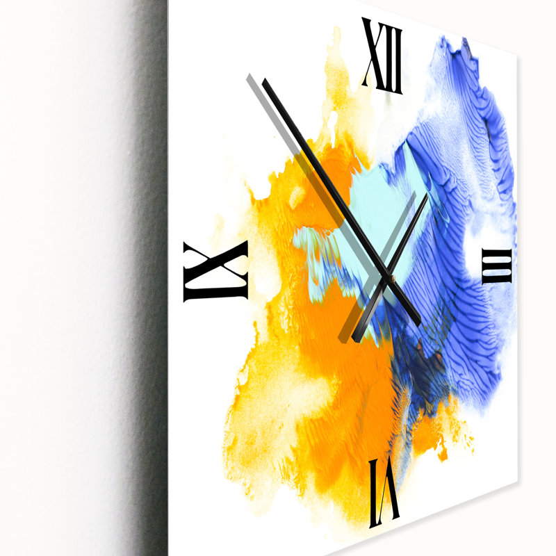 Abstrait bleu et orange nuages abstraits - horloge murale moderne, Grand