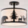 Jorene 13-In W Bronze Rustic Semi Flush Mount Ceiling Light White Linen Deer Tree