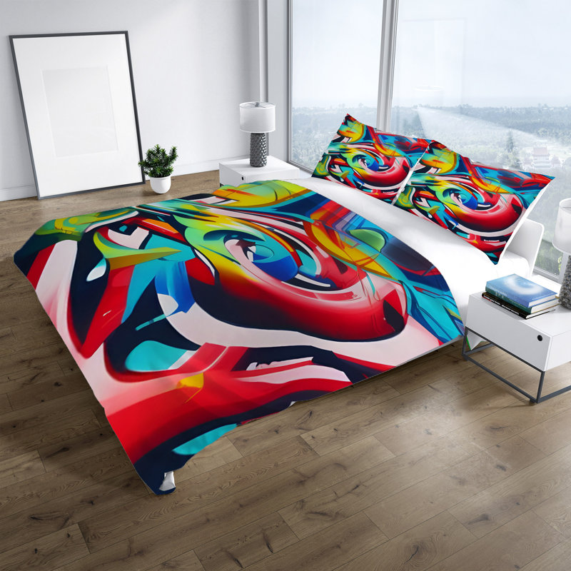 Polyester Abstract Duvet Cover, King Duvet Cover + 2 King Shams