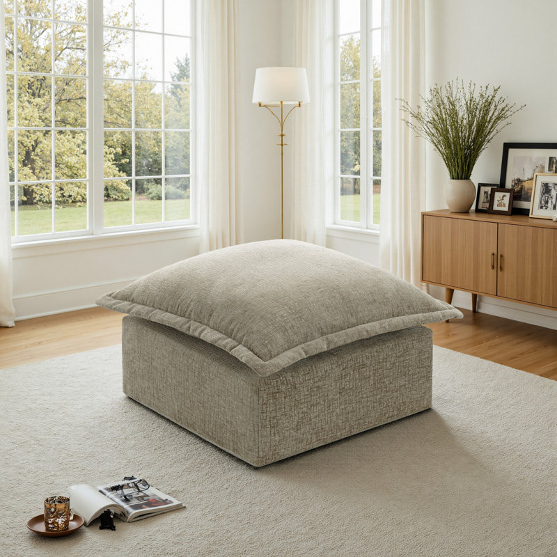 31.8cm Wide Square Solid Colour Ottoman, Camel 