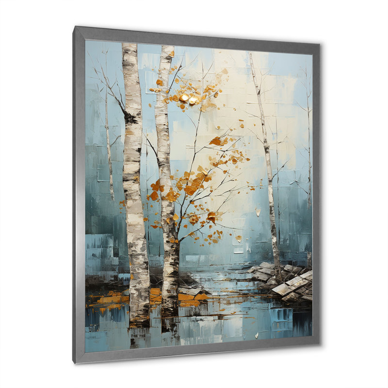Birch Woods Winter Whispers VII, H 40 po x l 30 po x P 1,5 po, Cadre photo argenté
