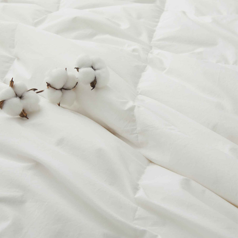 Organic Cotton Down Comforter – 90% White Duck Down, Lightweight & Breathable Summer Duvet Insert, Twin