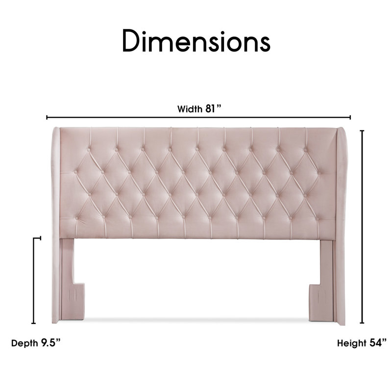 Harlow Upholstered Wingback Headboard, King, Dusty Mauve
