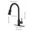 Robinet de cuisine rétractable en acier inoxydable noir mat, revêtement rouille pour une performance à long terme.