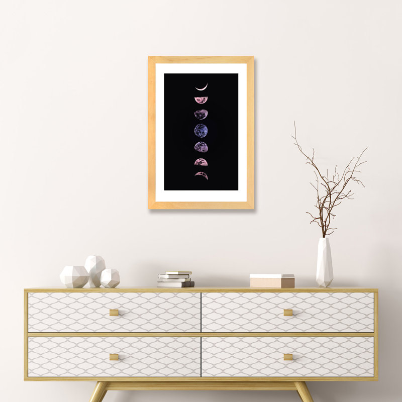 «Moon Phases» par Emanuela Carratoni, impression, Papier encadré de bois naturel, H 24 po x l 16 po x P 1 po