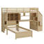 Lit mezzanine avec bureau intégré et escalier, avec compartiments de rangement et tablettes-1438940052