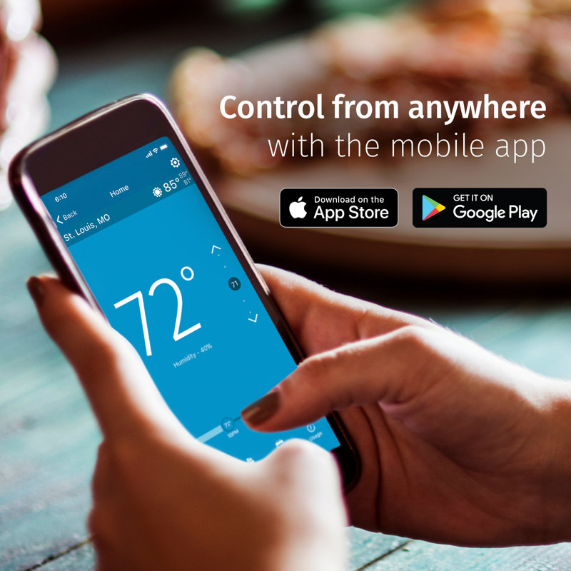 Sensi Black Touchscreen Wi-Fi Smart Thermostat with Remote Programming