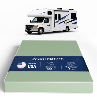 6-Inch High-Density Foam Vinyl RV Mattress Replacement, Medium Firm, Camper Vans, 32" X 29"