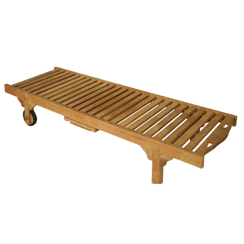 Zada 205cm Long Reclining Teak Single Chaise, Light Brown