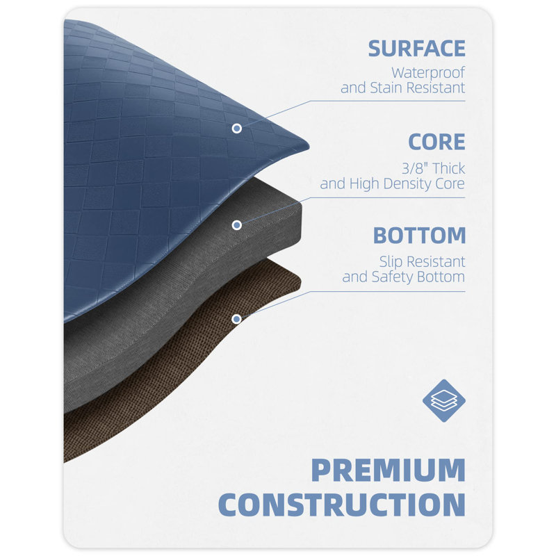Tapis de cuisine antidérapant Devarian, Bleu, Tapis de couloir 1 pi 4 po x 3 pi 9 po