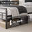 16 Inch Bed Frame with Black Upholstered Headboard and Metal Footboard-1565146198