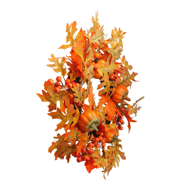 Autumnal Charm Pumpkin and Berry 22" Harvest Wreath