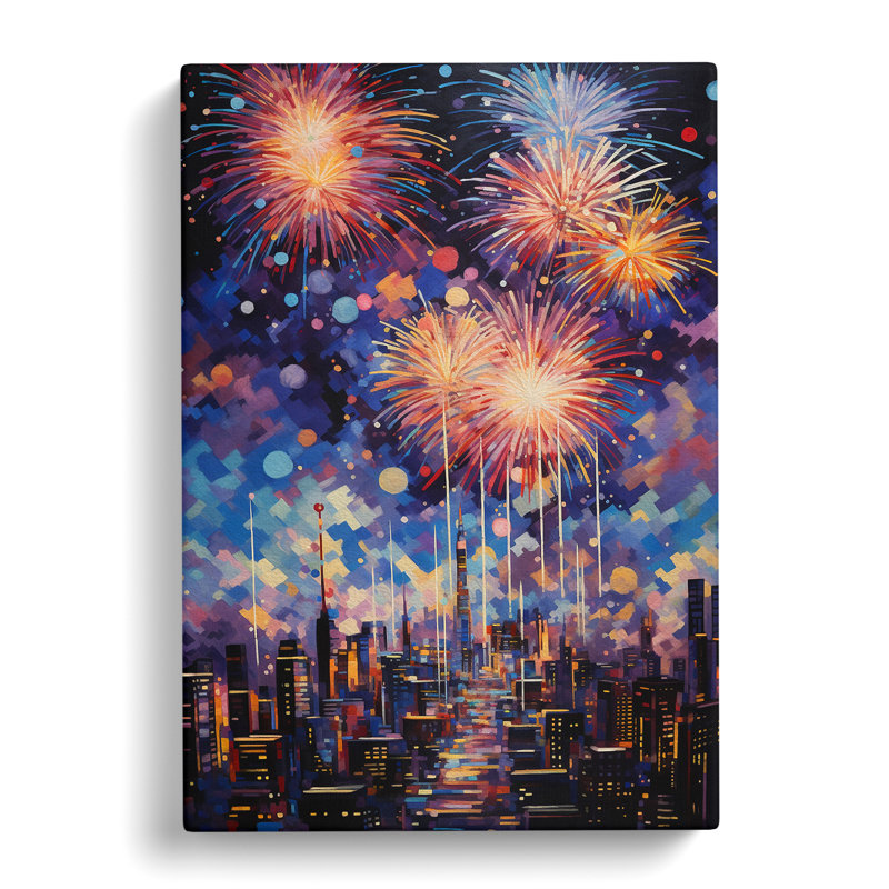 Fireworks Hard Edge Painting - Wrapped Canvas, 60cm H x 40cm W x 3cm D