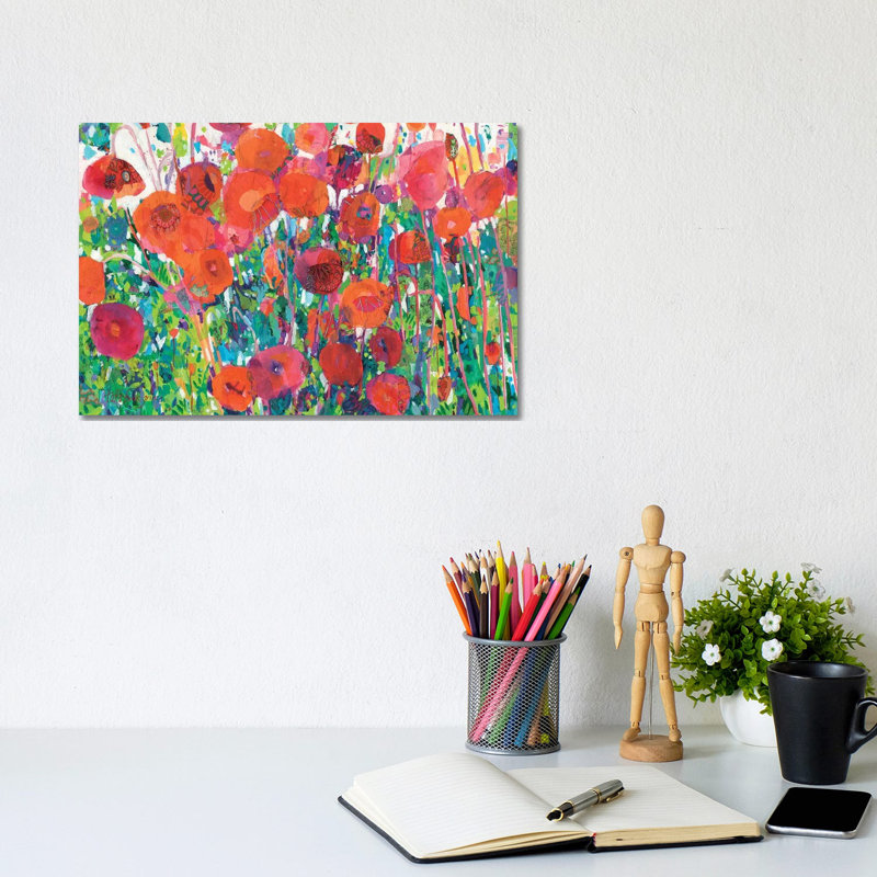 Vivid Poppy Collage III by Tara Funk Grim - Wrapped Canvas Print, 20.32 cm H x 30.48 cm W