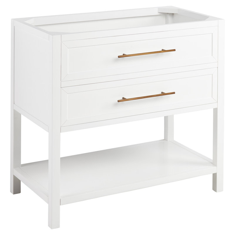 36" Robertson Single Bathroom Vanity Set with Rectangle Undermount Sink, Carrara Marble, Single Hole, White