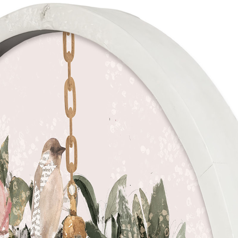 Cage à oiseaux vintage à motif floral, H 20 po x l 20 po x P 1,38 po, Blanc