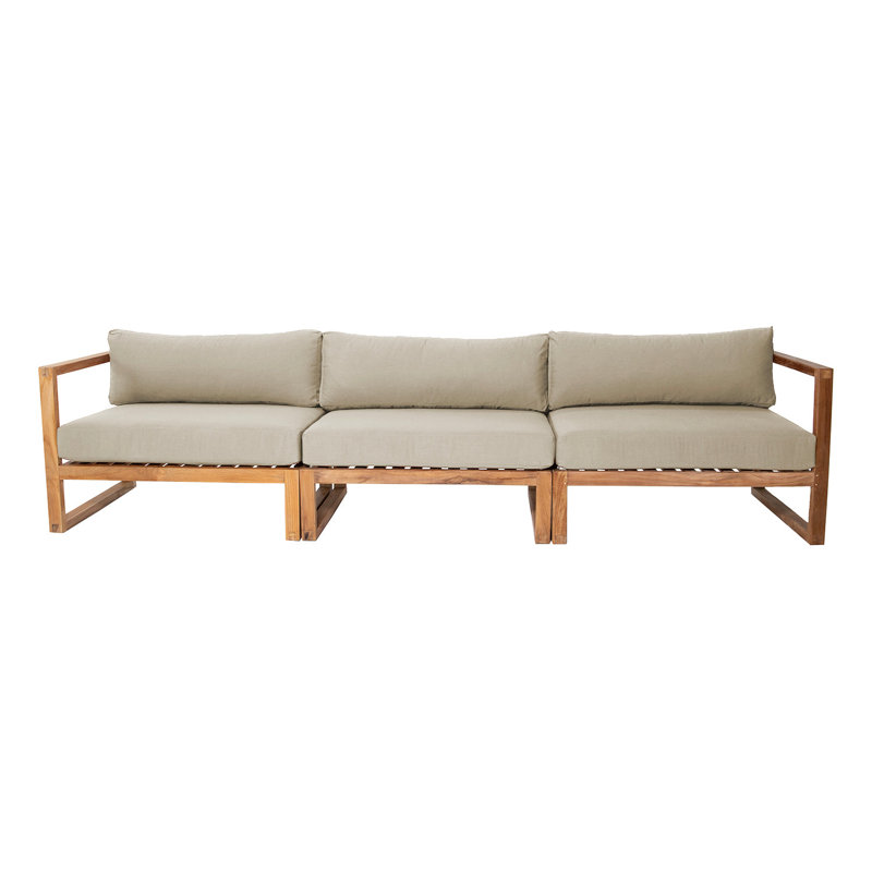 Grand canapé d'extérieur avec coussins 123 po Jakaleb, Beige antique