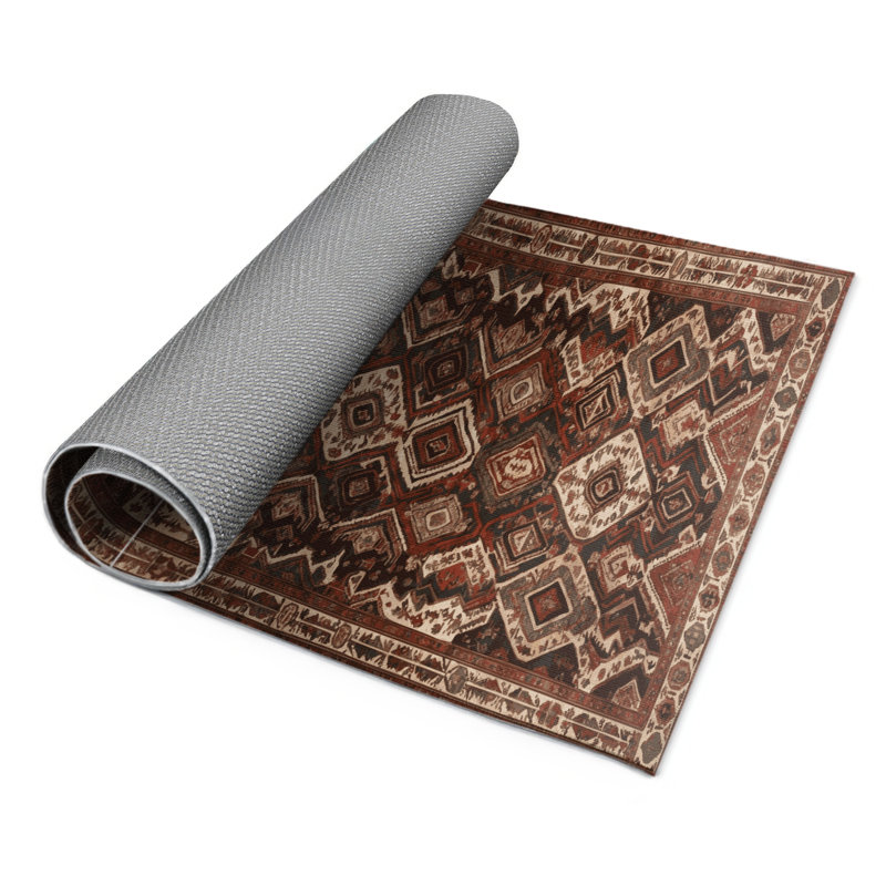 Persian Brown Indoor and Outdoor Area Rug, Rectangle 4' x 6'