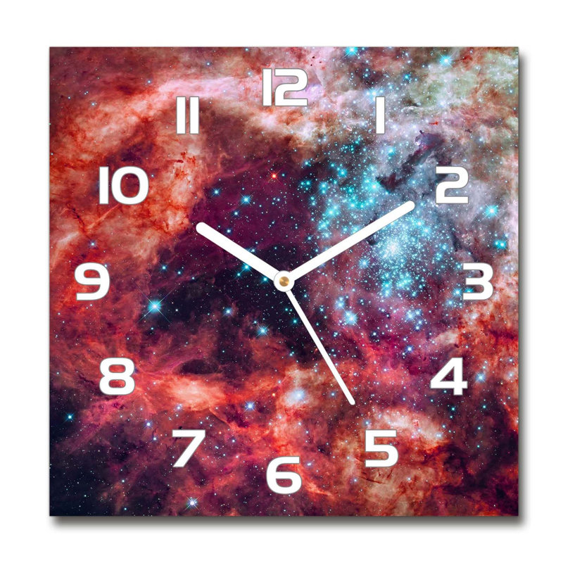 Idelfonso Glass Wall Clock, White/Red/Purple