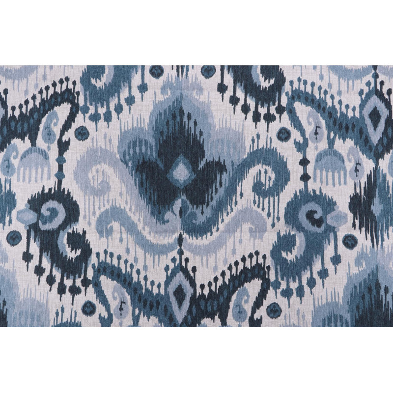 Navy Blue Paisley Ikat Pillow Cover, Square 19"