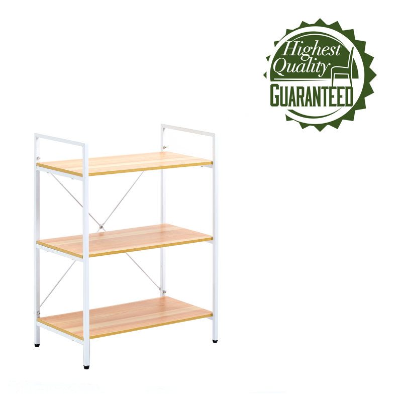 59cm W Metal Shelving Unit, White/Light Brown