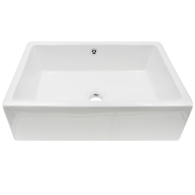 20.5'' White Porcelain Rectangular Vessel Bathroom Sink
