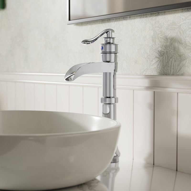 Robinet de salle de bains monotrou avec ensemble de drainage, Chrome poli
