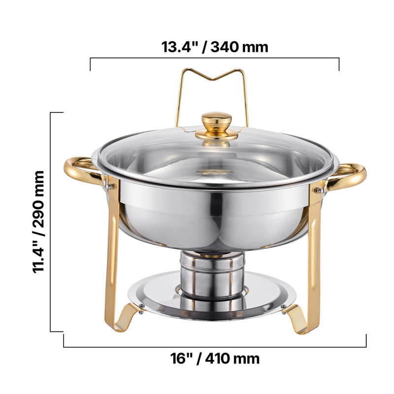 Ensemble 5 pièces de buffet à vaisselle rond en acier inoxydable, Doré
