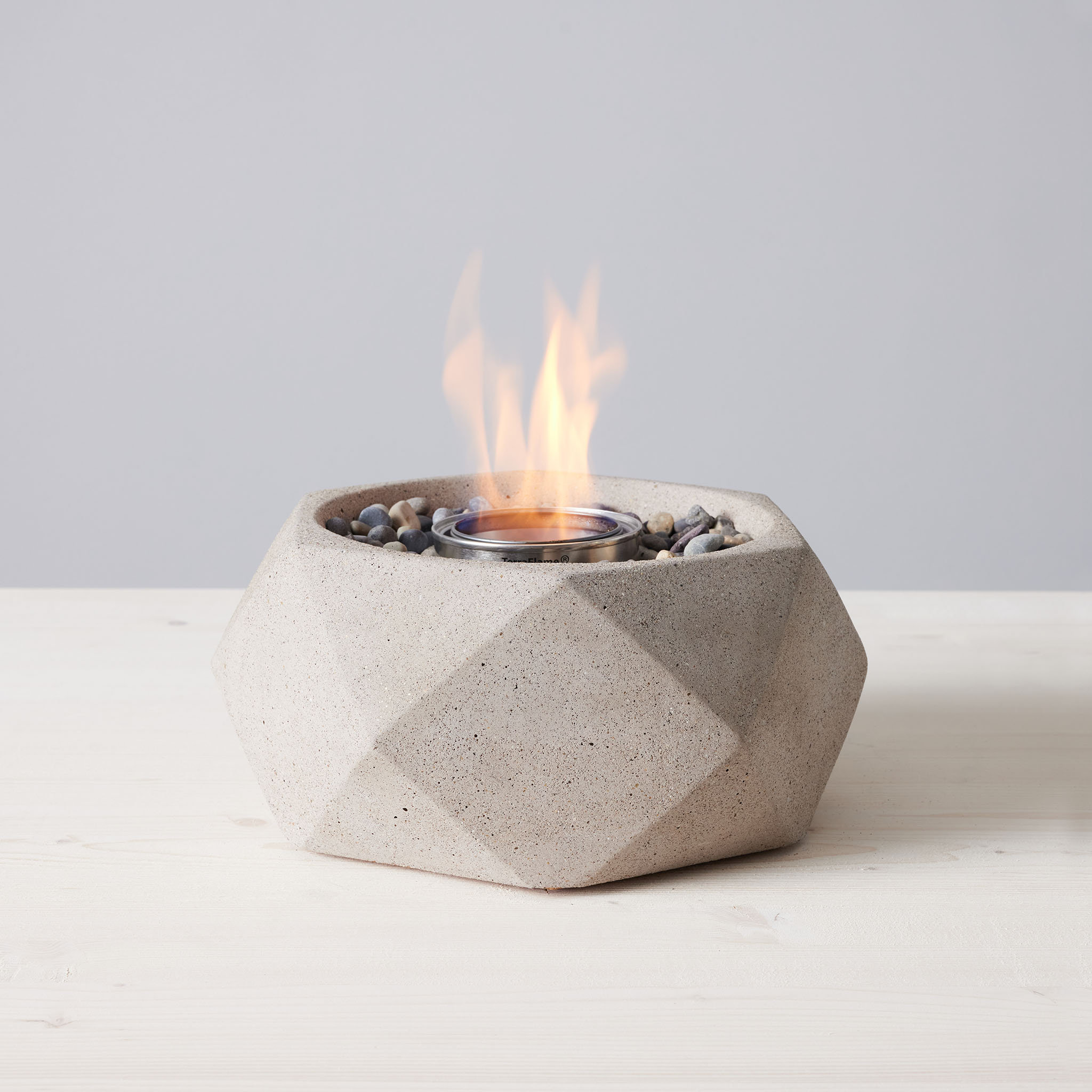 TerraFlame Geo Concrete Table Top Gel Fuel Fire Bowl - Indoor and ...