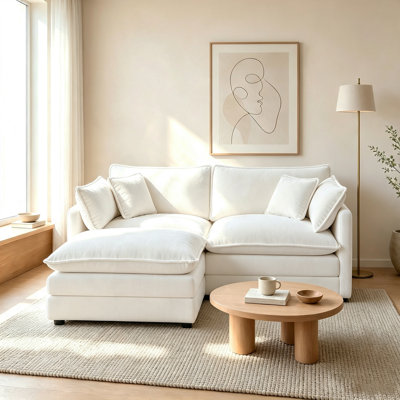 Canapé modulaire en L avec repose-pieds Chenille - causeuse modulaire pour petits salons
