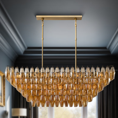 Layered Gold Crystal Chandelier – Multiple Sizes, Adjustable Hanging, E12 Bulbs Included, Elegant Dining & Living Room Lighting