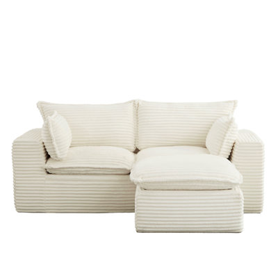 78.8" L-Shaped Corduroy Modular Sectional Sofa with Ottoman, No Assembly Pet-Friendly Cloud Couch for Small Spaces