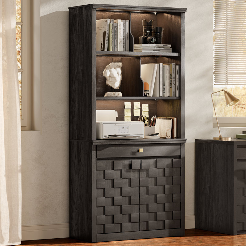 72.2" Tall Bookshelf & Bookcase with LED Lights, 6-Tier Bookshelf with Drawer and Open Shelves, Modern Display Storage Cabinet with Doors for Home Office, Living Room, Bedroom