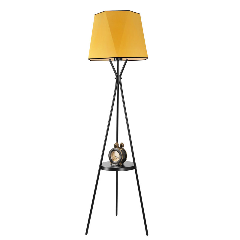 Gyulnara 165cm Tray Table Floor Lamp, Mustard