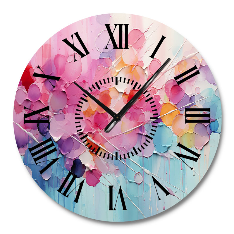 Horloge murale rose et bleu pastel, Grand