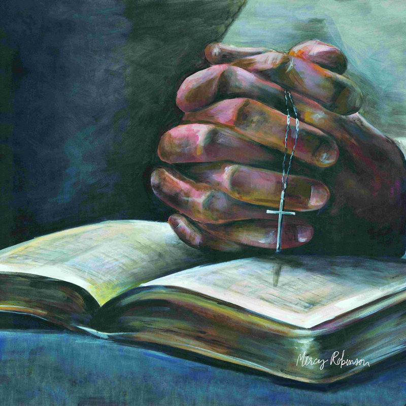 " Hands Praying 2 " Painting Print, 12" H x 12" W  