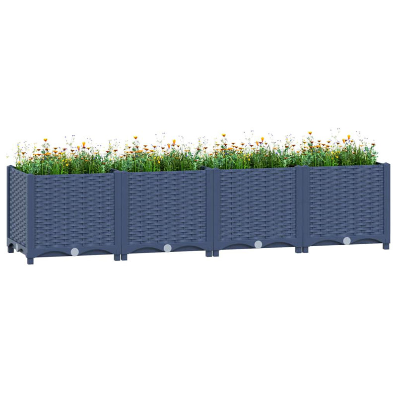 Dakota Fields Raised Bed Polypropylene, 38cm H x 160cm W x 40cm D, Blue Grey