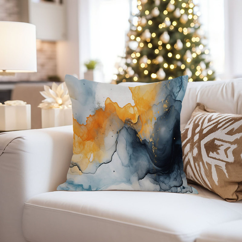 Abstract Waves Paint Brush Strokes Modern, 20"H x 20" W