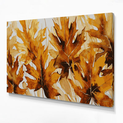 «Botanical Poplar Leaves», art mural sur toile brune