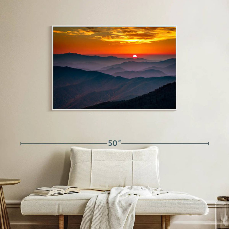 Blue Ridge Mountains, Cadre flottant blanc, 40 po x 27 po