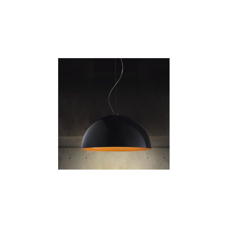 Anke 1-Light Single Dome Pendant, 13.5" Diameter/60W Incandescent, White/Orange